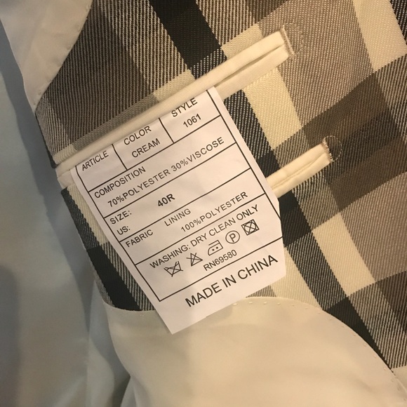 Men's Studio Ferera Suit Coat Creme - Picture 2 of 3